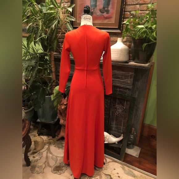 1970s Handmade Pumpkin Orange Empire Waist Mrs. Roper Energy in the Best Way. - Picture 3 of 9